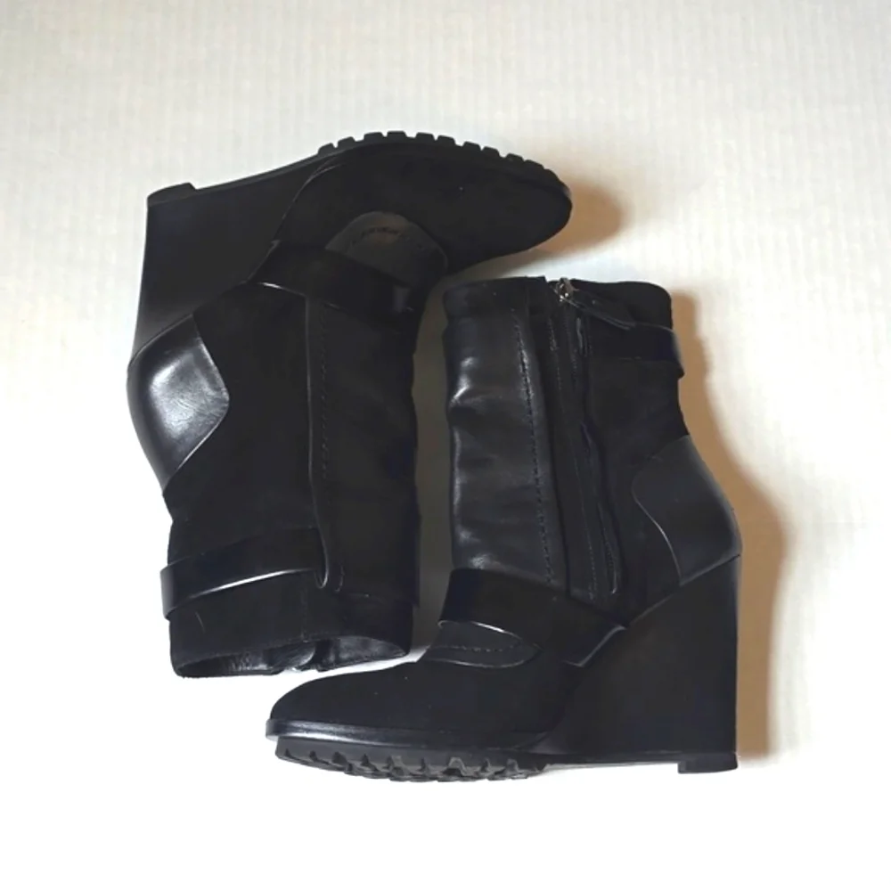 Derek Lam 10 Crosby Karli Suede Leather Wedge Bootie, Black 6.5